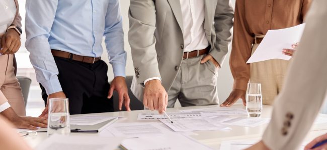 group of professionals finalizing their sales plans